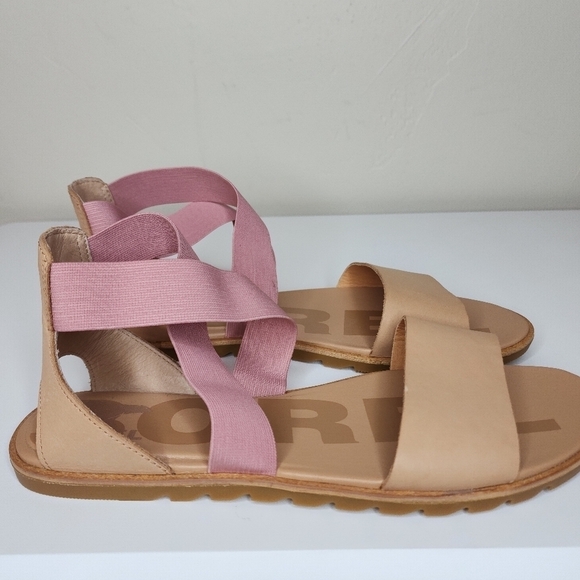 SOREL Women's Ella II‎ Flat Sandal Honest Beige And Fraser Pink Size 10 - Picture 6 of 10